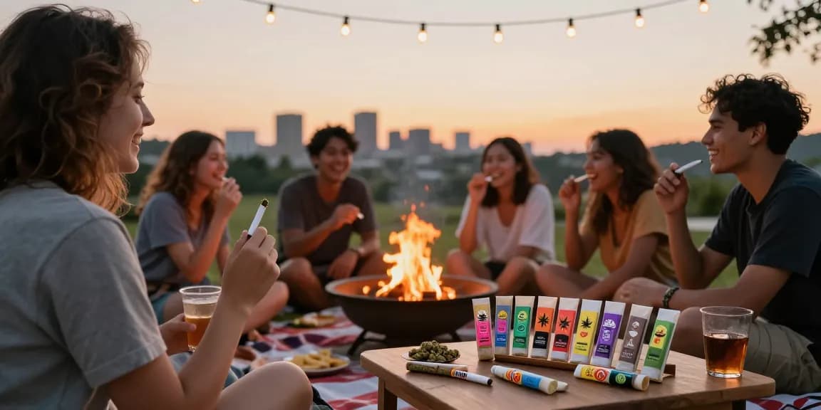 Friends enjoying pre rolled joints online in a cozy outdoor gathering.