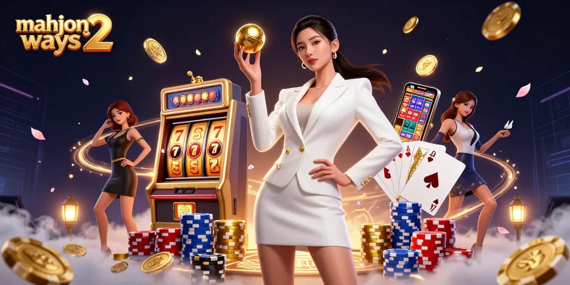Spin to win with mahjong ways 2 slot featuring dazzling coins and vibrant poker chips in an exquisite setting.