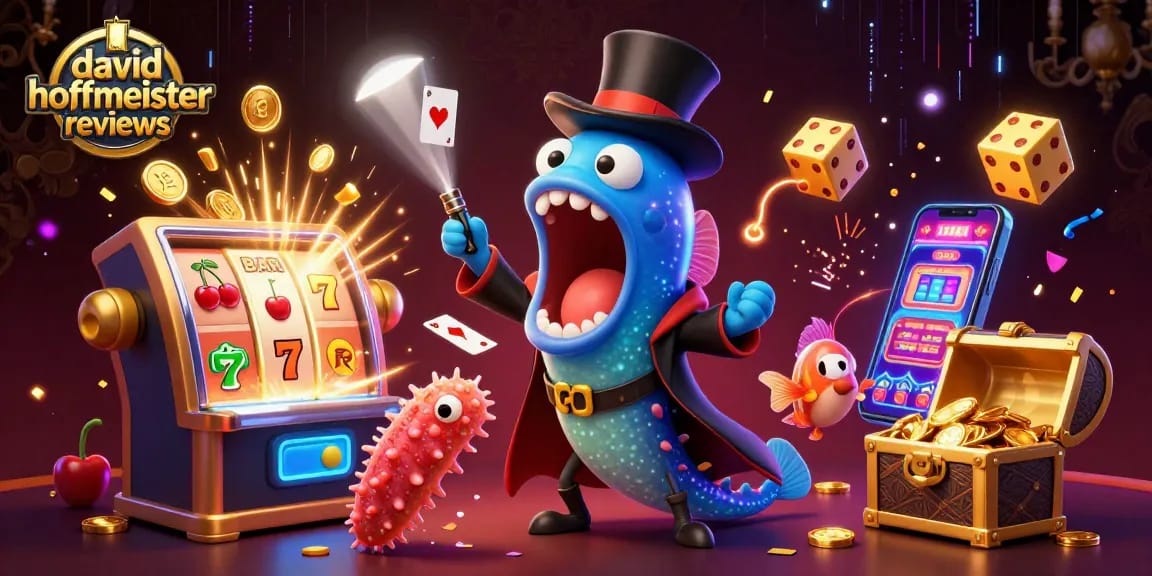 Engaging david hoffmeister reviews scene with vibrant casinos and magical elements in action.