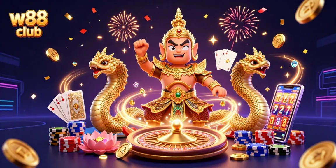 Cá cược tại w88 club với hình ảnh bảo vệ đền thờ và các trò chơi hấp dẫn.