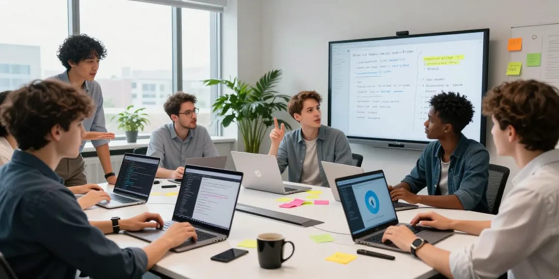 Collaboration in tech development for telegram官网 applications, showcasing teamwork and creativity.