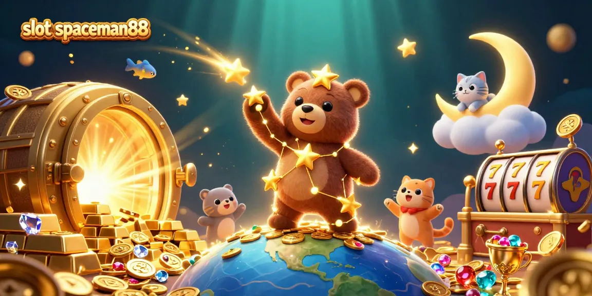 Win big with slot spaceman88 as you scoop up golden treasures in this vibrant cosmic scene.