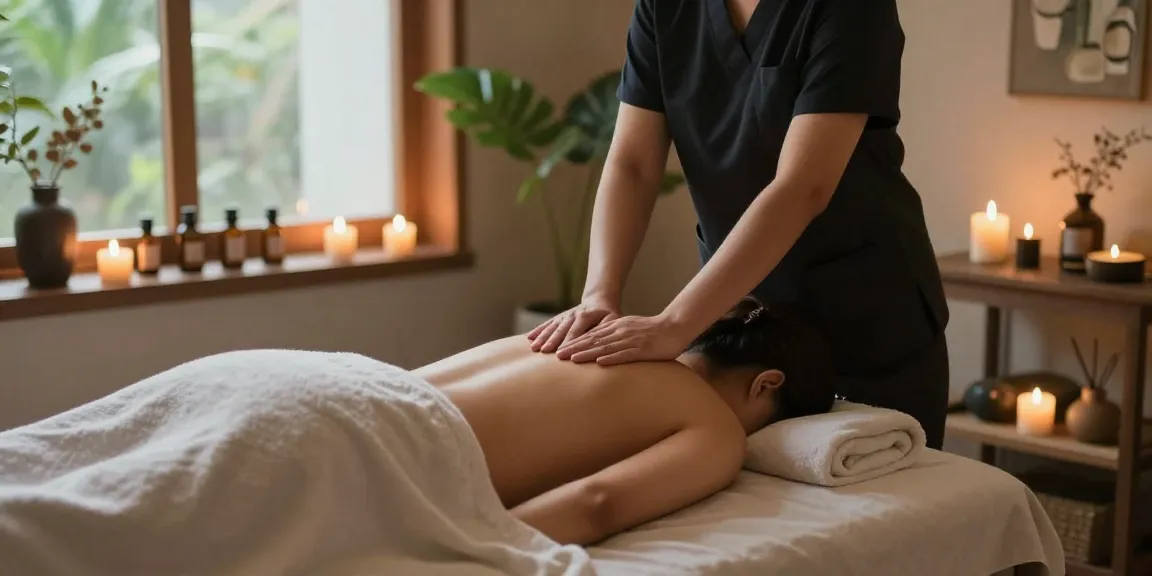 마포스웨디시 massage therapy in a relaxing spa environment with soothing decor and ambient lighting.