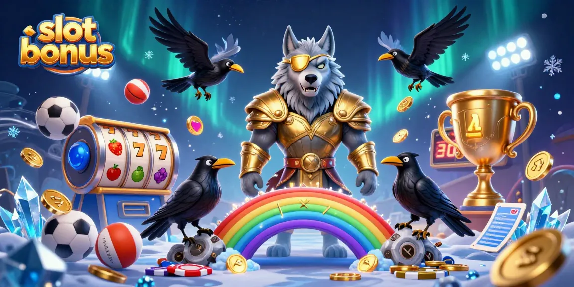 Engage in thrilling slot bonus gameplay with Norse characters, slot reels, and vibrant casino elements.