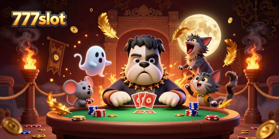 Mainkan 777slot di meja kasino menampilkan karakter monster dan suasana menyeramkan.