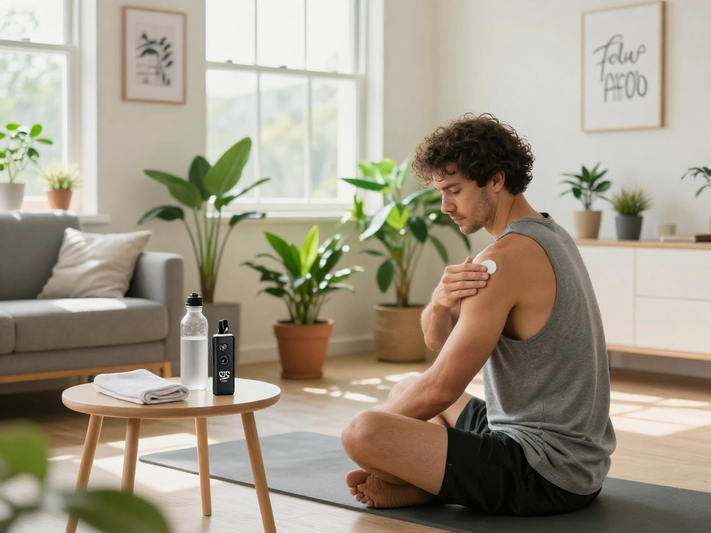10 10 boys vape alongside CBD topical in a bright, relaxing recovery space for post-workout wellness.