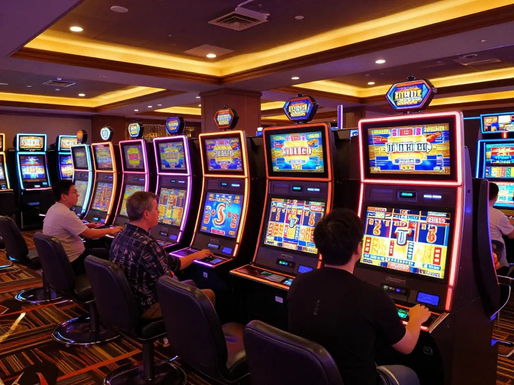 Experience the thrill of slot depo 10k dana at colorful slot machines in a vibrant casino atmosphere.