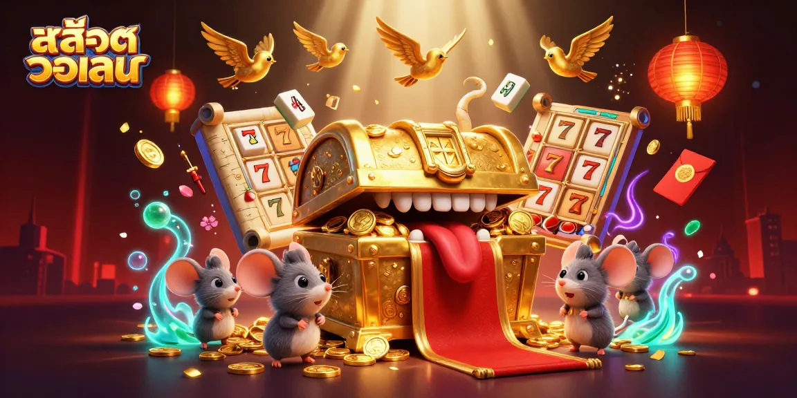 Play สล็อตวอเลท for thrilling jackpot rewards with colorful slot elements and adventure imagery.