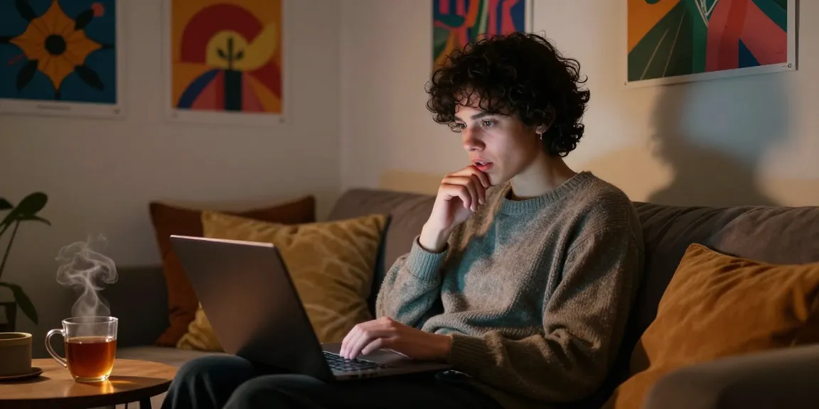 Individual enjoying an engaging nsfw chat in a cozy home environment with soft lighting.