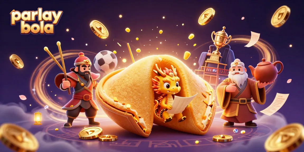 Place your bets with parlay bola, featuring dynamic sports elements, characters, and fortune symbols.