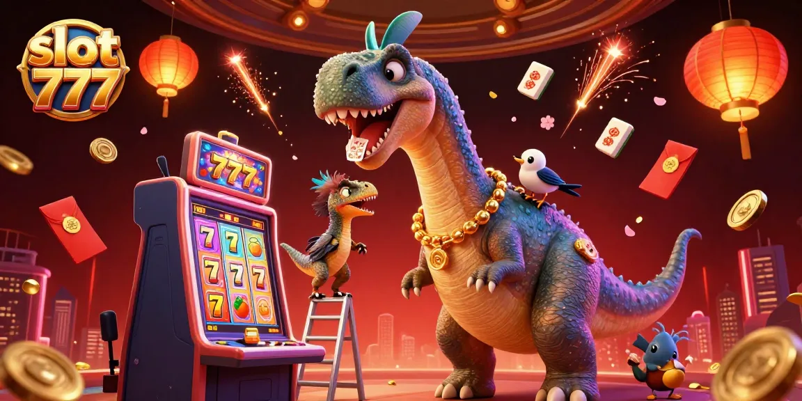 Experience the thrill of slot 777 with vivid 3D illustration of interactive gaming elements.