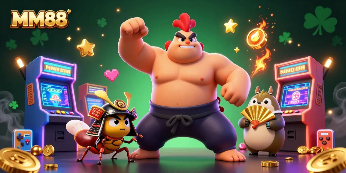 Experience thrilling gameplay at MM88 with dynamic characters amidst vibrant casino elements.