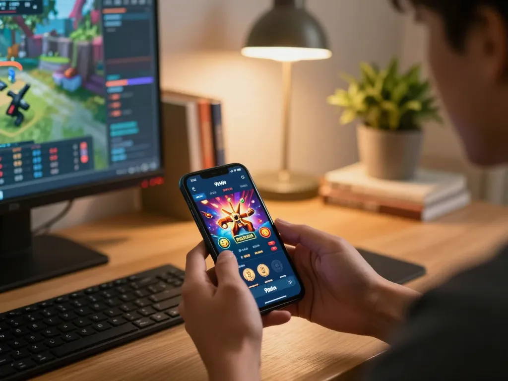 Person playing on the 99win casino app, highlighting the strategic focus of online gambling.