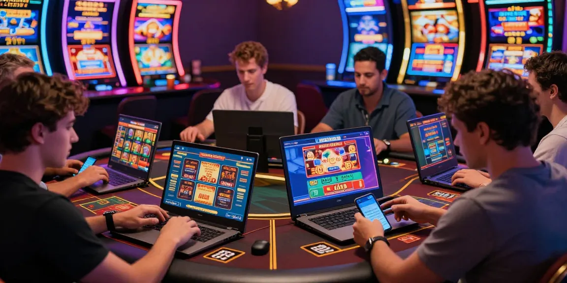 Players engaging at online casinos that accept credit cards, showcasing diverse games and vibrant atmosphere.
