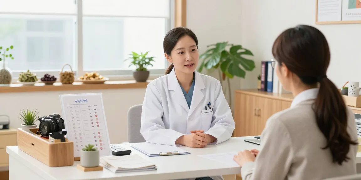 Consultation at 영통한의원 showcasing holistic health care environment with practitioner and patient.