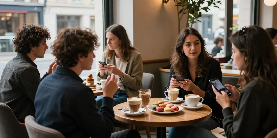 Friends enjoying coffee at urban café while discussing https://forumup.org/shop/search.php?ca_id=&addr1=&addr2=&addr3=&schKeyword= in a cozy atmosphere.