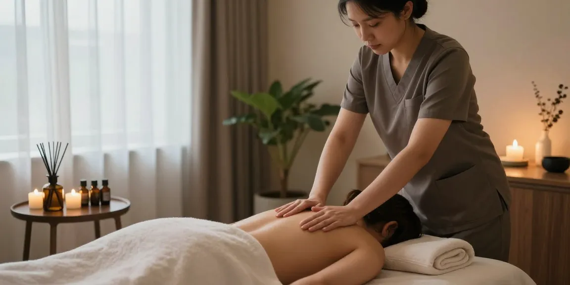 Relaxing 1인샵 massage therapy session in a cozy spa setting.