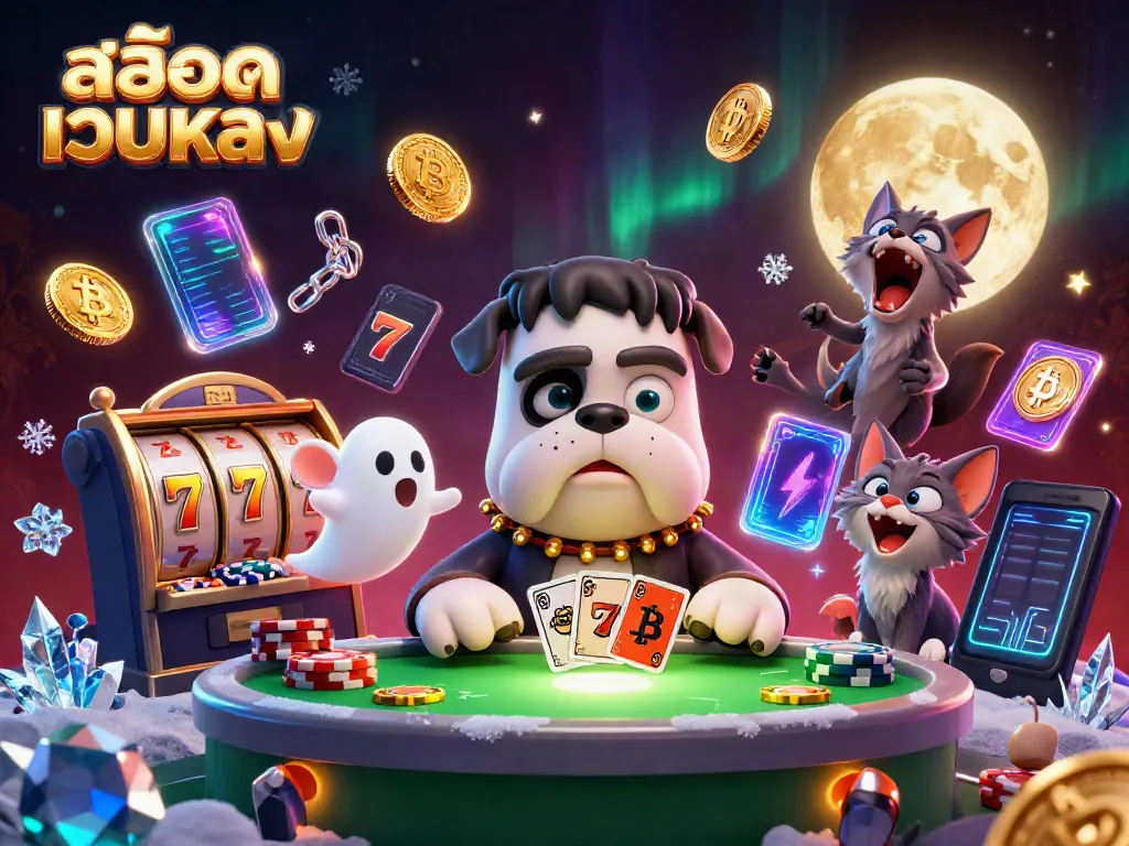 Engage in thrilling gameplay at สล็อตเว็บตรง with colorful slot reels and a lively 3D casino scene.
