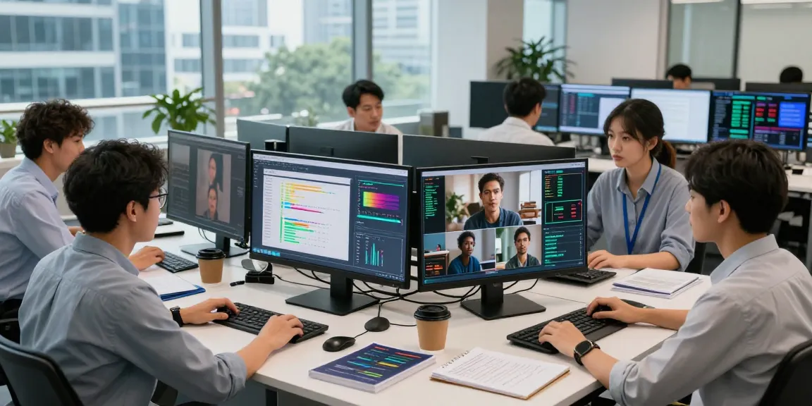 Data scientists use ai detector in a modern workspace for image and content moderation analysis