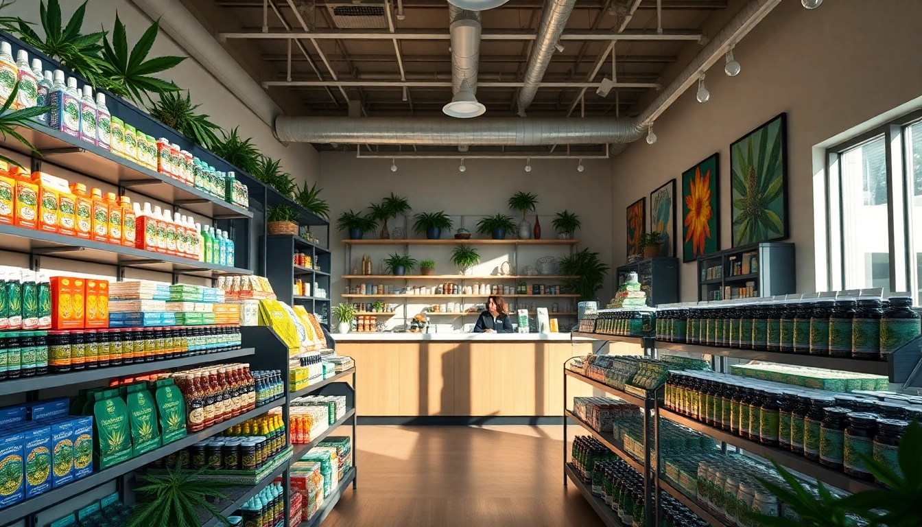 Shop premium cannabis products at a welcoming weed store with vibrant displays and friendly staff.