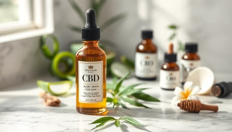 Applying CBD oil for skin amidst natural ingredients showcases its hydrating benefits.