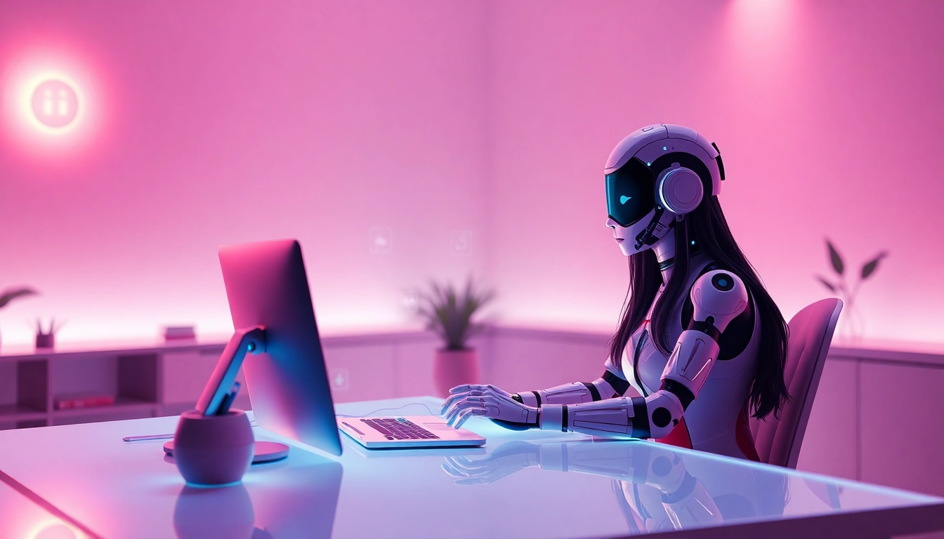 Engaging sex AI chat with a friendly AI character in a warm, modern setting.