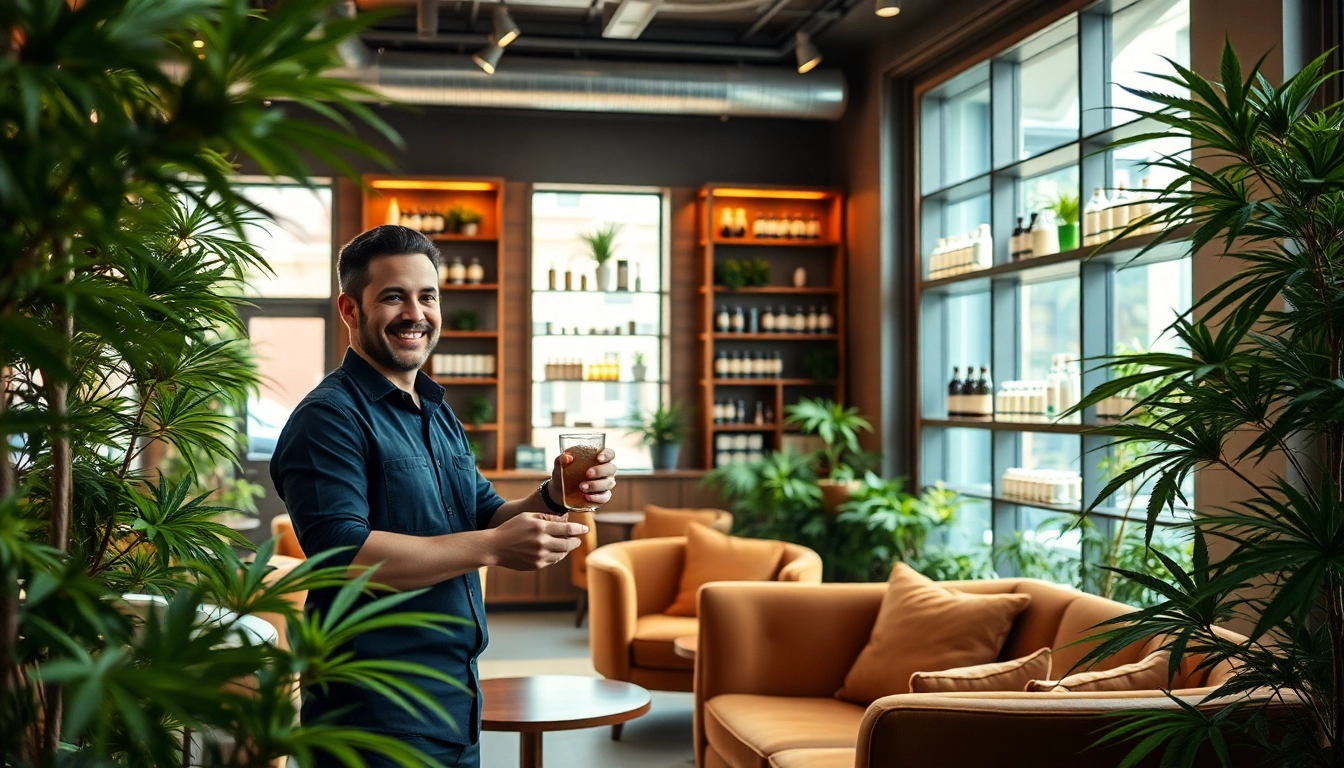 Engaged community members enjoying the ambiance of a cannabis club.