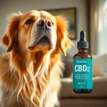 Dog engaging with CBD Oil For Dog in a cozy living room setting, showing vitality and health.