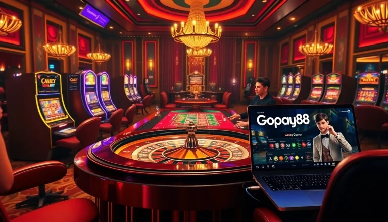 Gopay88 players enjoying a thrilling game at a luxurious casino table.