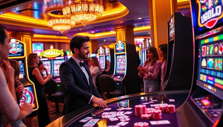 Engage in thrilling slot experiences at pen4d's modern casino featuring vibrant lights and dynamic machines.