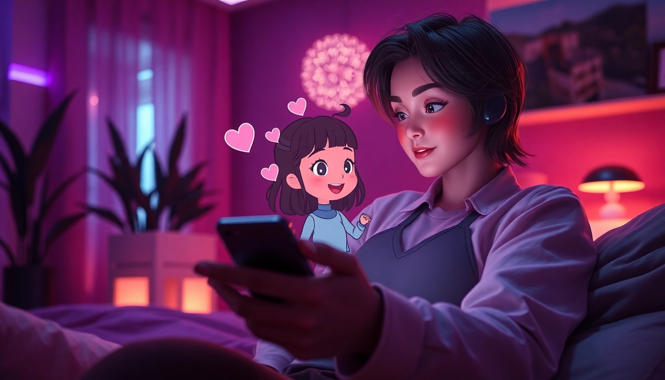 A cozy and inviting digital atmosphere showcasing an interactive NSFW character AI experience with playful expressions and engaging elements.