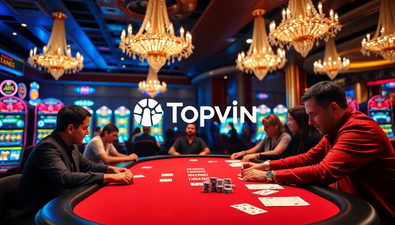 Topvin poker table scene showcasing players engaged in strategic betting.
