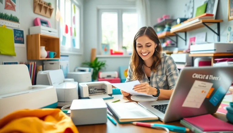 Cricut for beginners crafting workspace with tools and vibrant materials