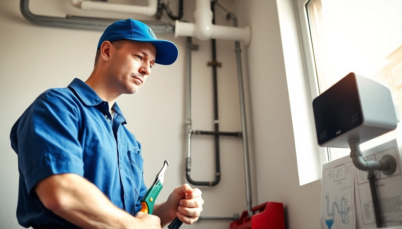 Nyc emergency plumber & sewer fixing pipes in a Manhattan apartment with tools.