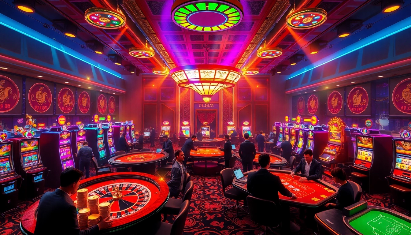 Players enjoying an exciting gaming experience at S8 casino, featuring roulette wheels and poker tables.